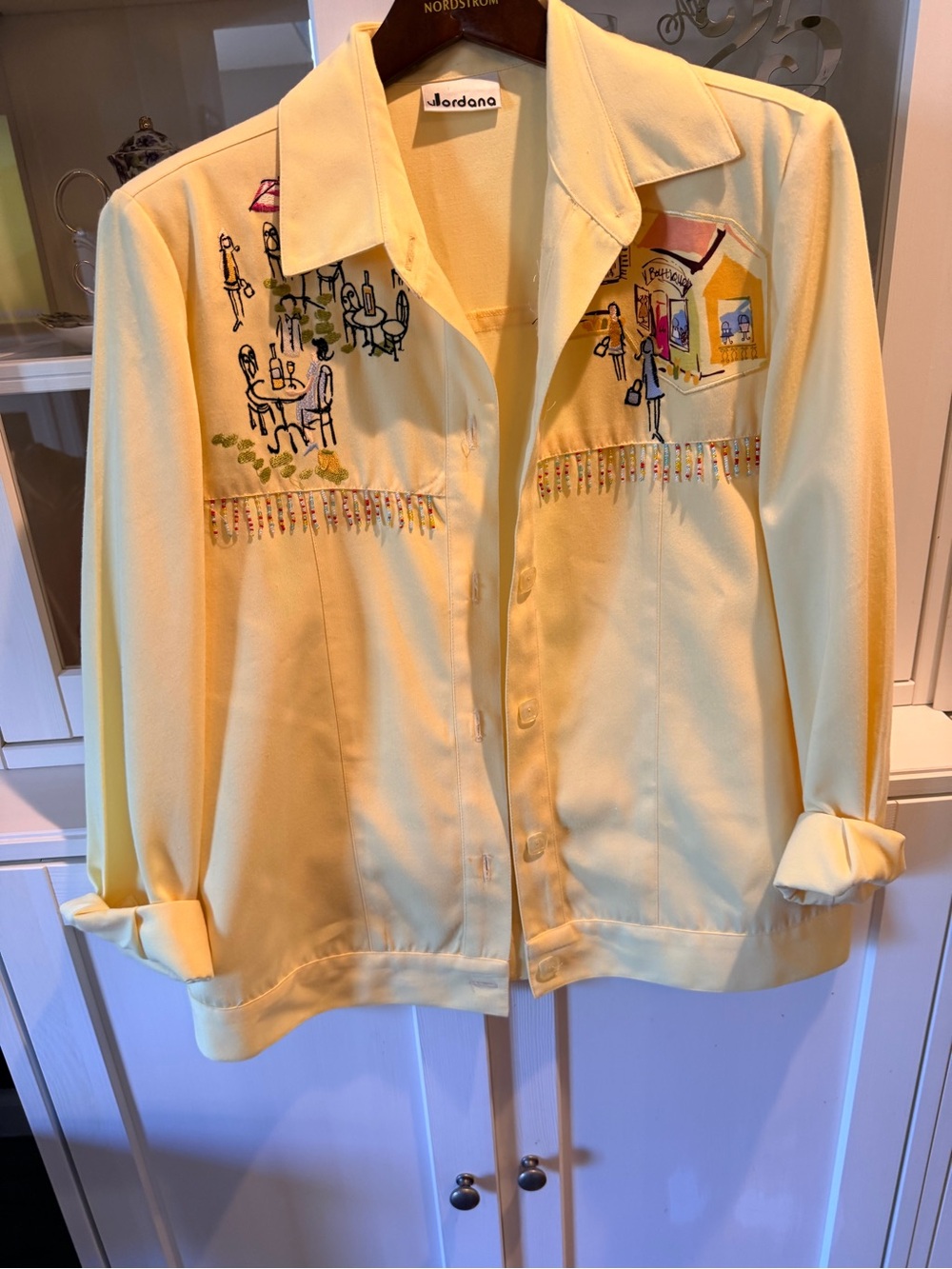 Jordan Yellow Embroidered Café Jean-Style Jacket